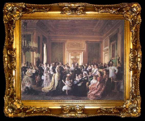 framed  Laurits Tuxen The Family of Queen Victorin (mk25), ta009-2